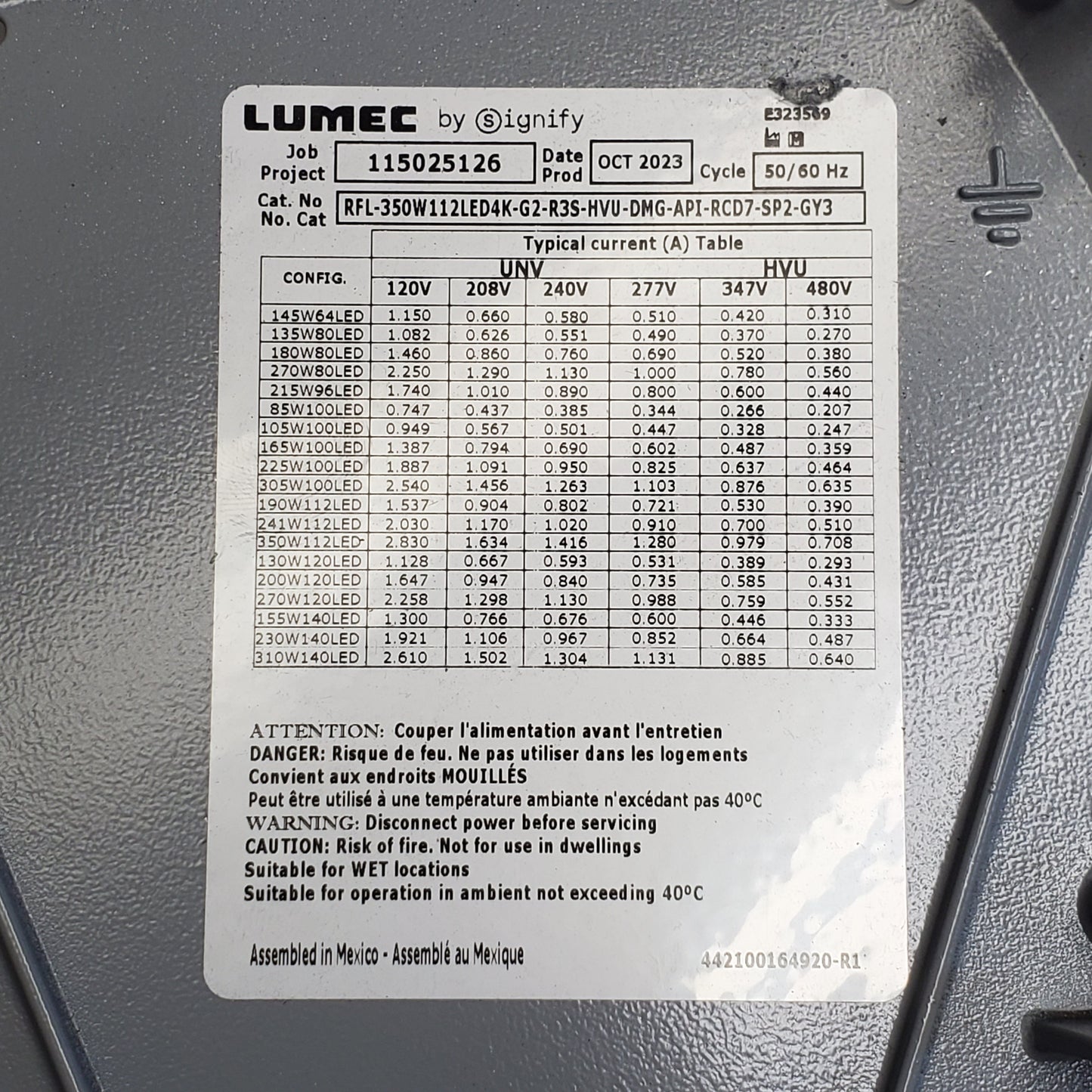 ZA@ SIGNIFY LUMEC RoadFocus Large Cobra Head 112 LED Light 350 W 13"x16" RFL-350W112LED4K-G2-R3S-HVU-DMG-API-RCD7-SP2-GY3 (New Other Minor Damage) B