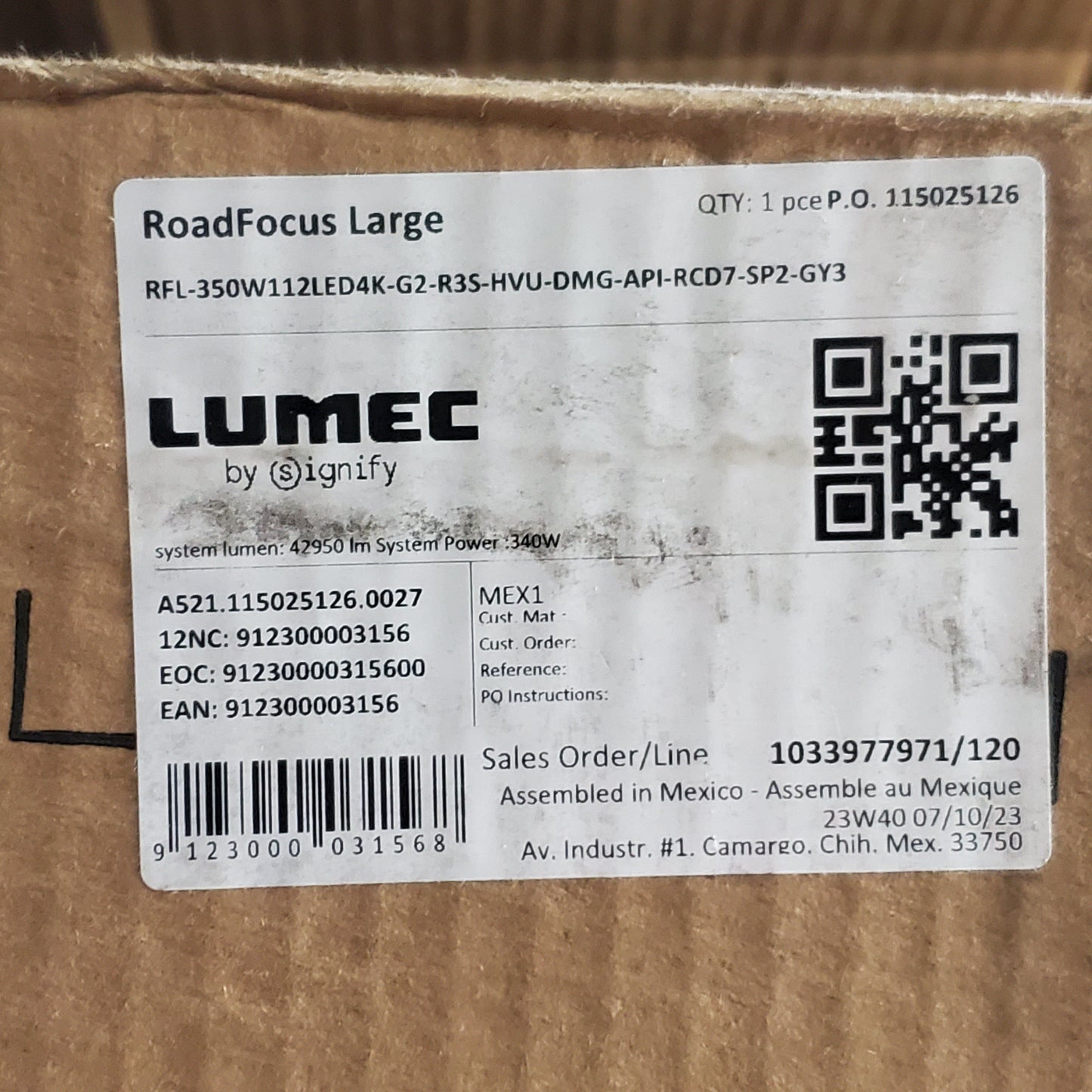 ZA@ SIGNIFY LUMEC RoadFocus Large Cobra Head 112 LED Light 350 W 13"x16" RFL-350W112LED4K-G2-R3S-HVU-DMG-API-RCD7-SP2-GY3 (New Other Minor Damage) B