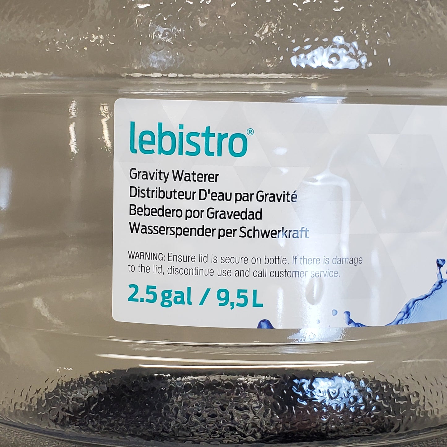 ZA@ LEBISTRO Gravity Waterer 2.5 Gallon Clear / Black 533152 24570 C