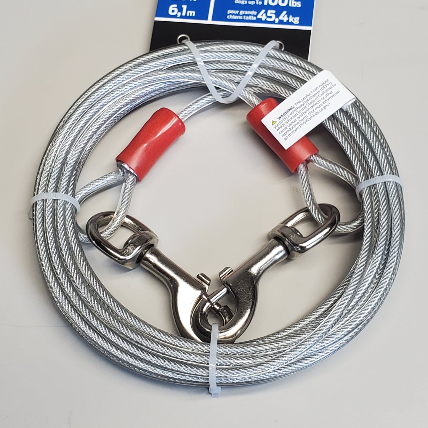 ZA@ ASPENPET Tie Out Cable 20' for Large Dogs up to 100 lbs. W/ Swivel Snap Hooks 3417020 C