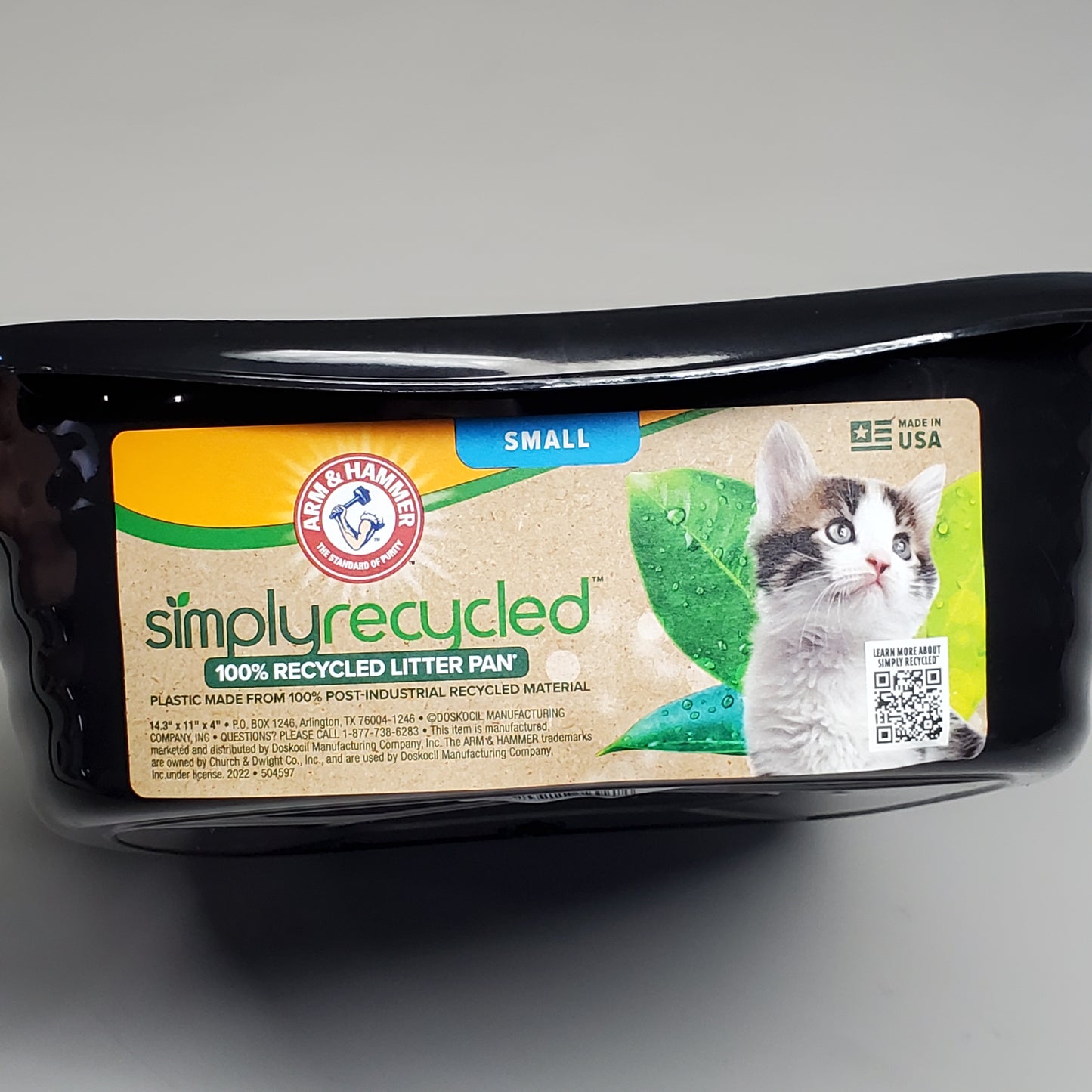 ZA@ ARM & HAMMER Simply Recycled Cat Litter Pan Small (12 PACK) 100% Recycled 10.5"x14" Black 22194