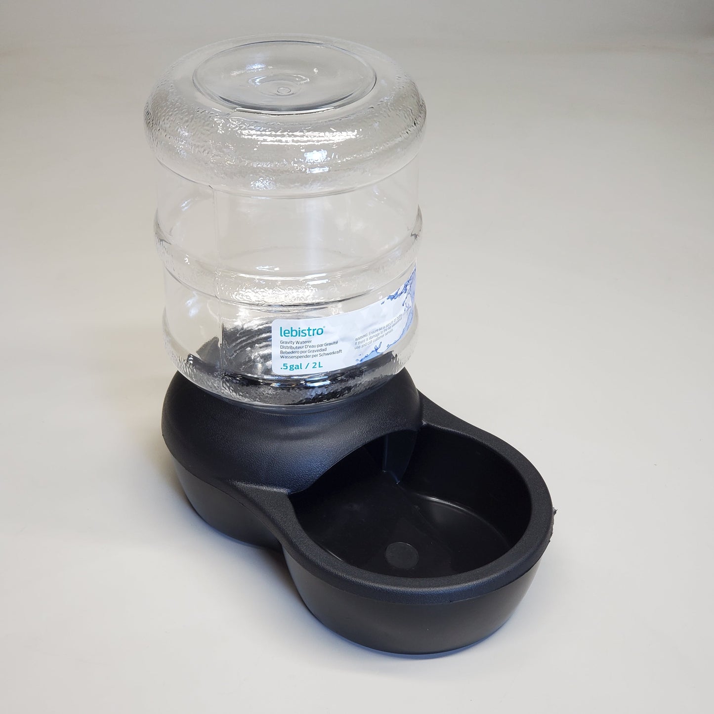 ZA@ ASPEN PET Lebistro Gravity Waterer 0.5 Gallon Clear / Black 533134 24297 D