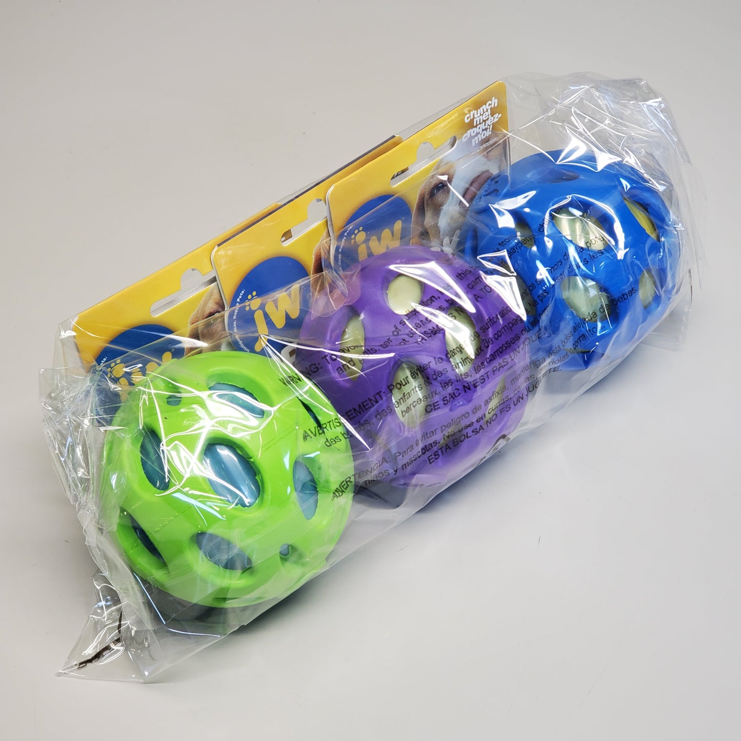 ZA@ JW (3 Pack) Crackle Heads Crackle Fetch Balls Blue/Green/Purple 3" 47014 A