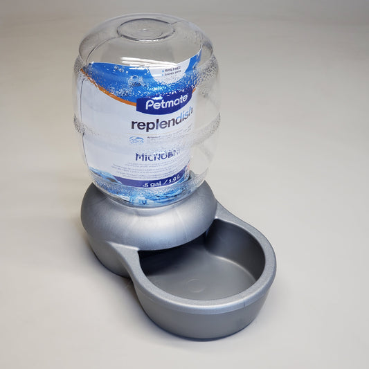 ZA@ PETMATE Gravity Waterer Replendish 0.5 Gallon Clear / Grey 533106 24486 A