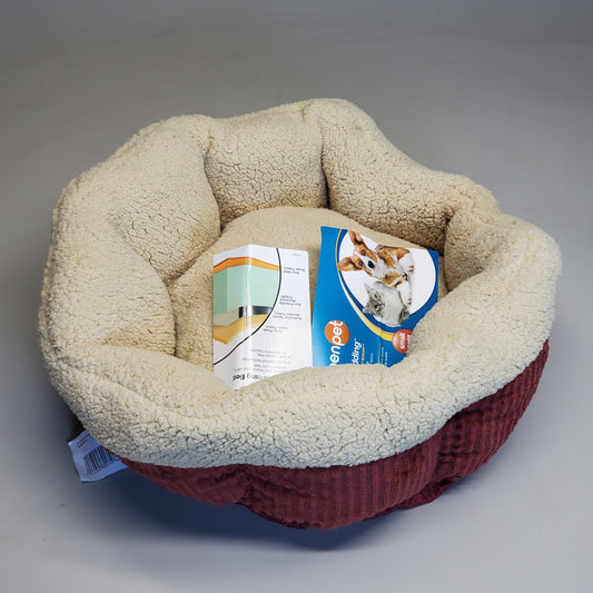 ZA@ ASPENPET Self Warming Small Animal Dog/Cat Pet Bed 19" Tan / Maroon 80135