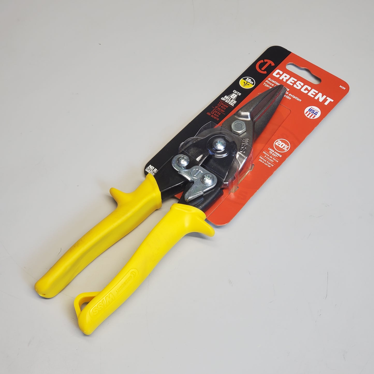 WISS Crescent 9-3/4 inch Compound Action Aviation Snips Yellow Handle M3R