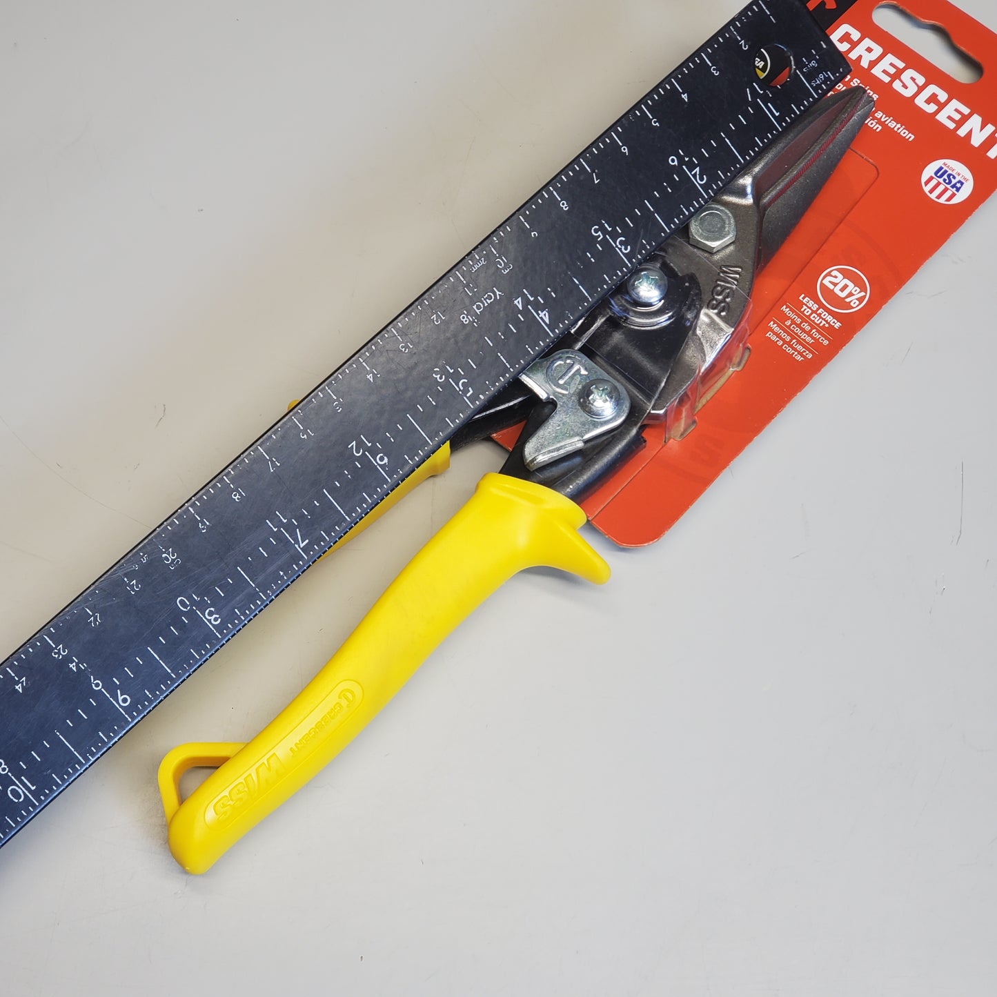 WISS Crescent 9-3/4 inch Compound Action Aviation Snips Yellow Handle M3R