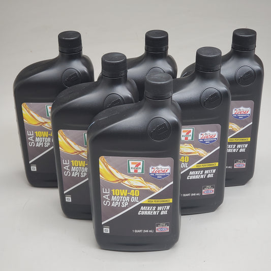 7 ELEVEN (6 PACK) SAE 10W-40 Motor Oil API SP High Milage 1 Quart MFD 05/24 (New Other)