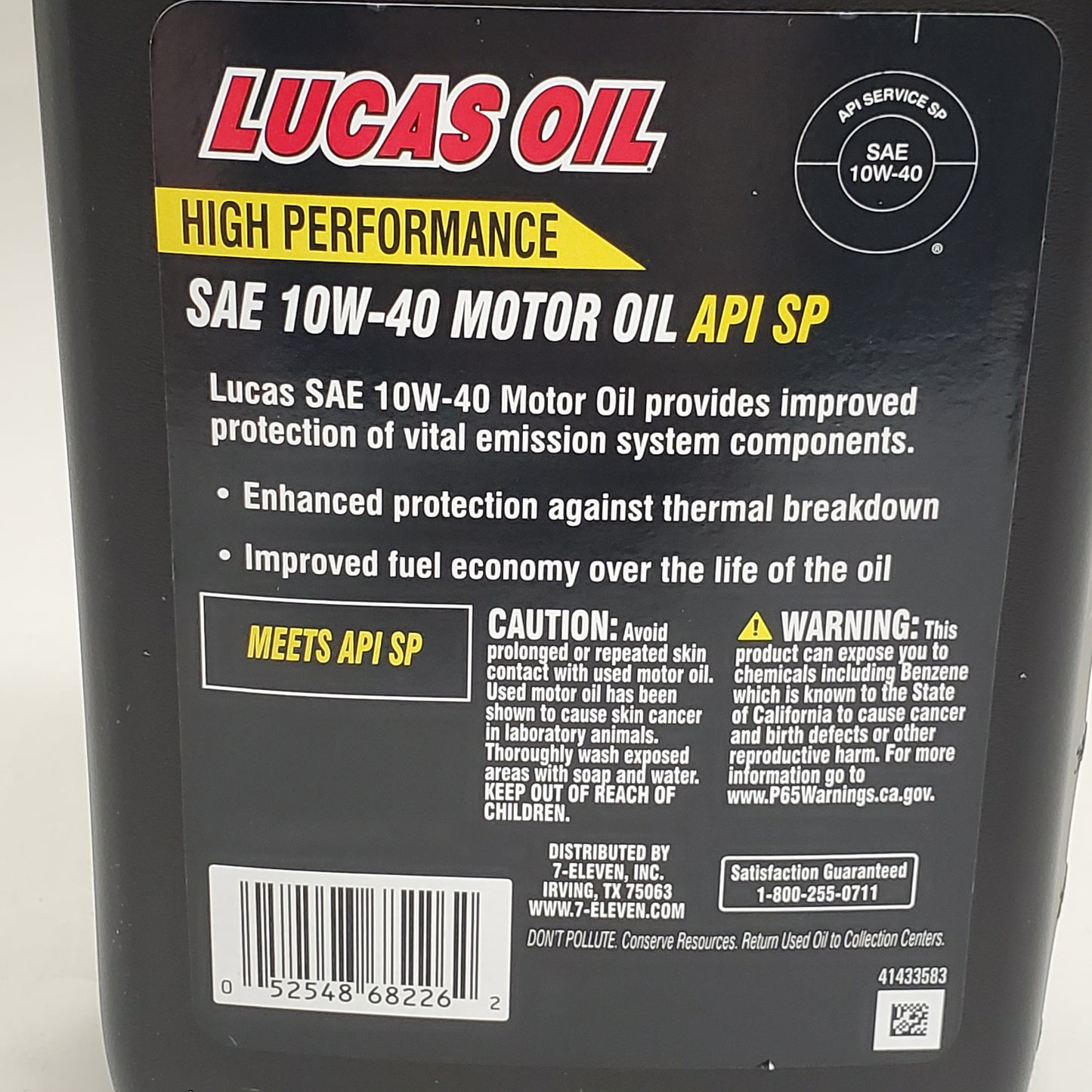 7 ELEVEN (6 PACK) SAE 10W-40 Motor Oil API SP High Milage 1 Quart MFD 05/24 (New Other)