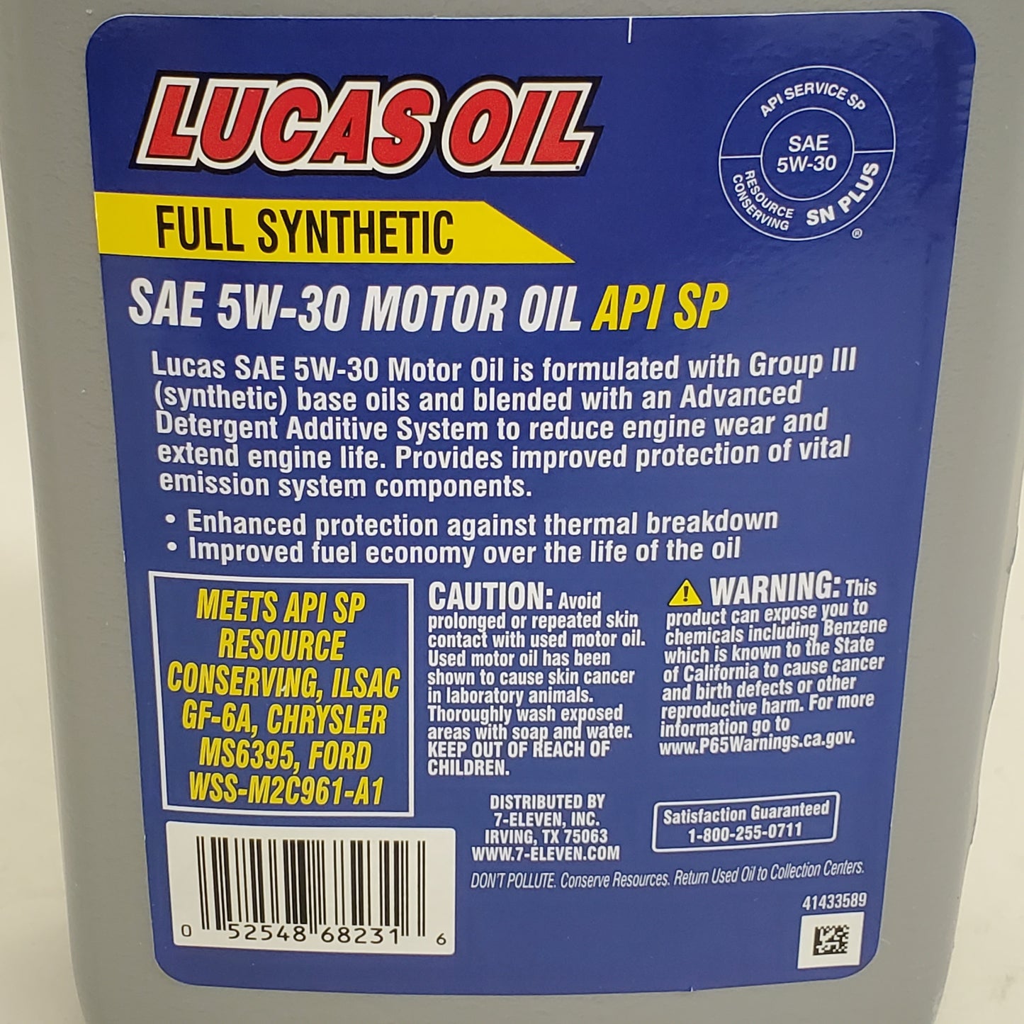 7 ELEVEN (6 PACK) SAE 5W-30 Motor Oil API SP Full Synthetic 1 Quart MFD 05/24 (New Other)