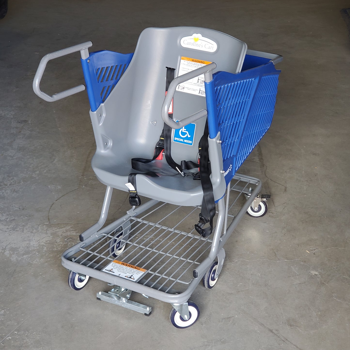 ZA@ CAROLINE'S CART Walmart Adv Shopping Cart Blue/Grey