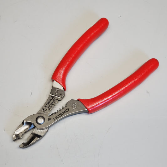 SNAP-ON Wire Stripper Cutter Crimper Pliers Soft Grip 7" Red PWCS7ACF