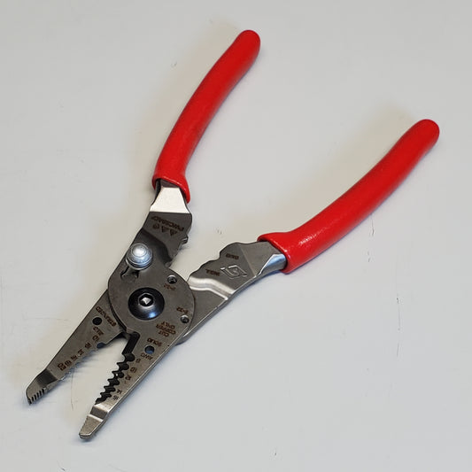 SNAP-ON Wire Stripper Cutter Crimper Pliers Soft Grip 9" Red PWCS9ACF