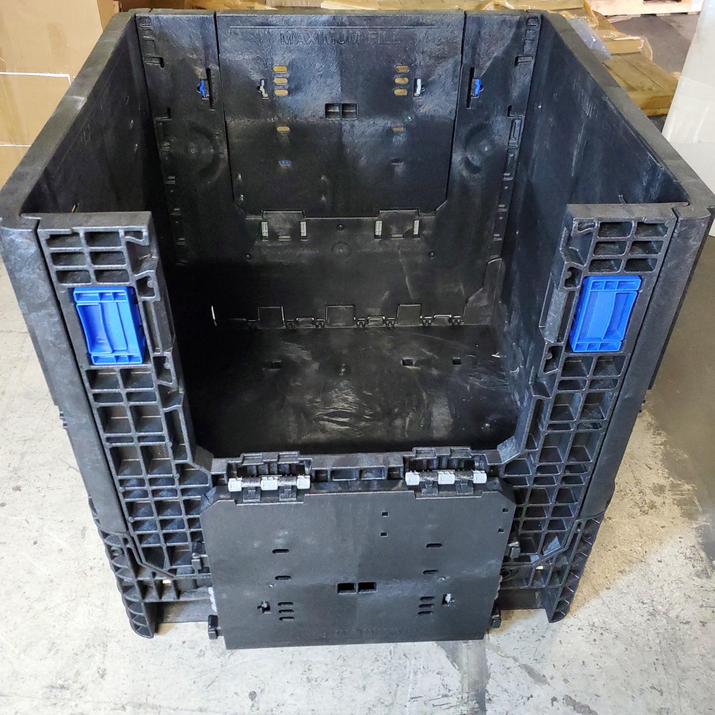 ZA@ ORBIS Collapsible BulkPak Plastic Bulk Container Folding Pallet Crate 30"x32"x34"H Black