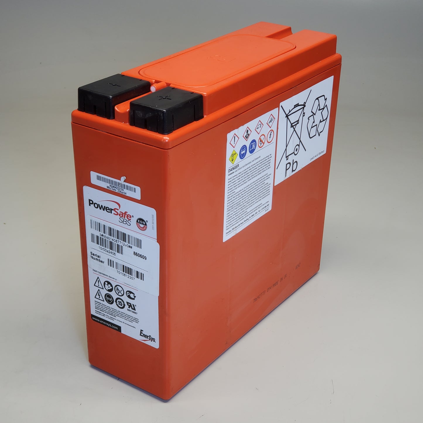 ENERSYS PowerSafe SBS Non-Spillable Battery 12.0v 62.0Ah B14 MFG Apr 22, 2024