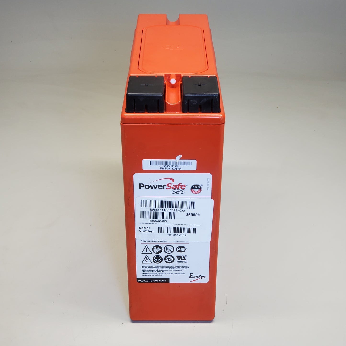 ENERSYS PowerSafe SBS Non-Spillable Battery 12.0v 62.0Ah B14 MFG Apr 22, 2024