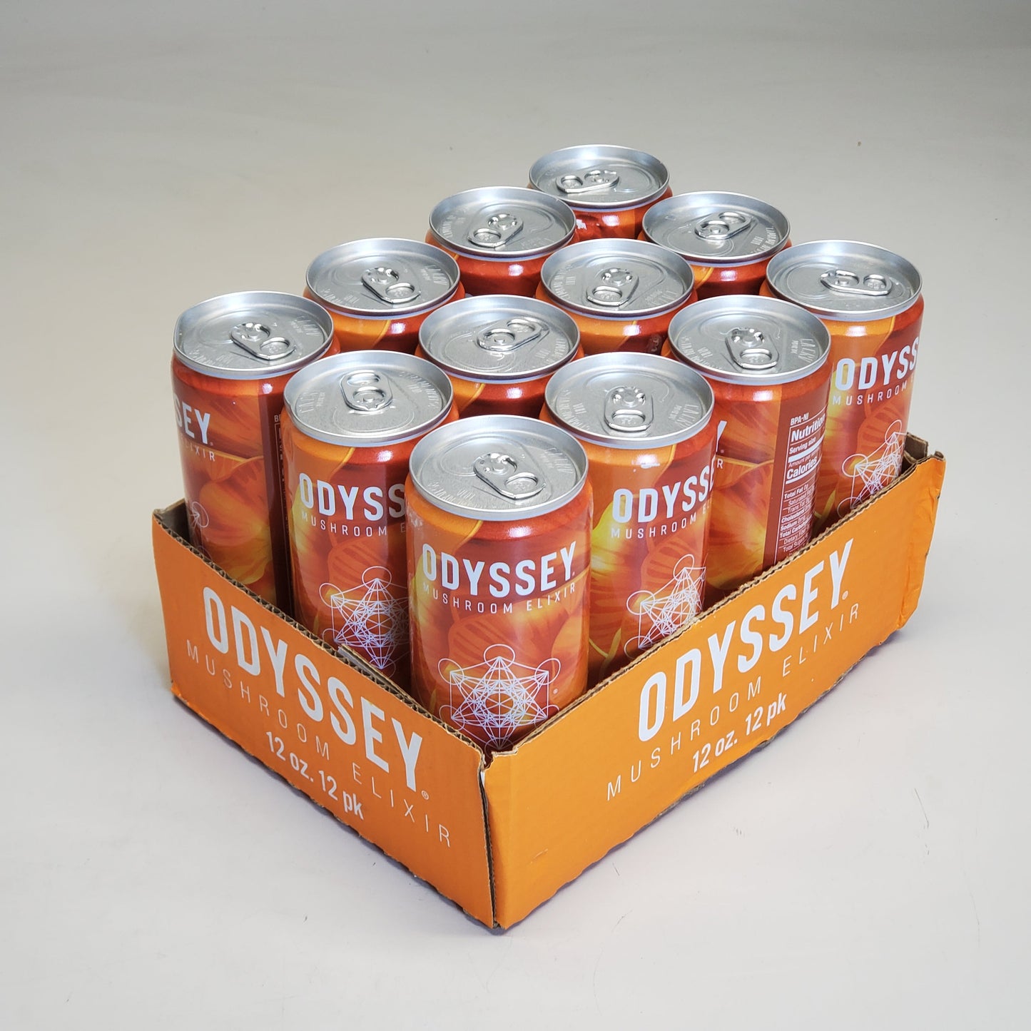 ZA@ ODYSSEY 12-PACK Mushroom Elixir Sparkling Drink Focus + Energy Orange Ginger 12 fl oz BB 03/25 (New Other) A