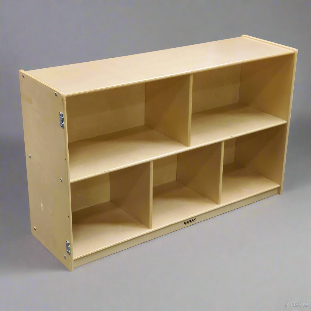 ZA@ KAPLAN Early Learning Company Carolina 30”Hx48"Wx14"D 5 Compartment Storage Unit Natural Finish 28761-2N