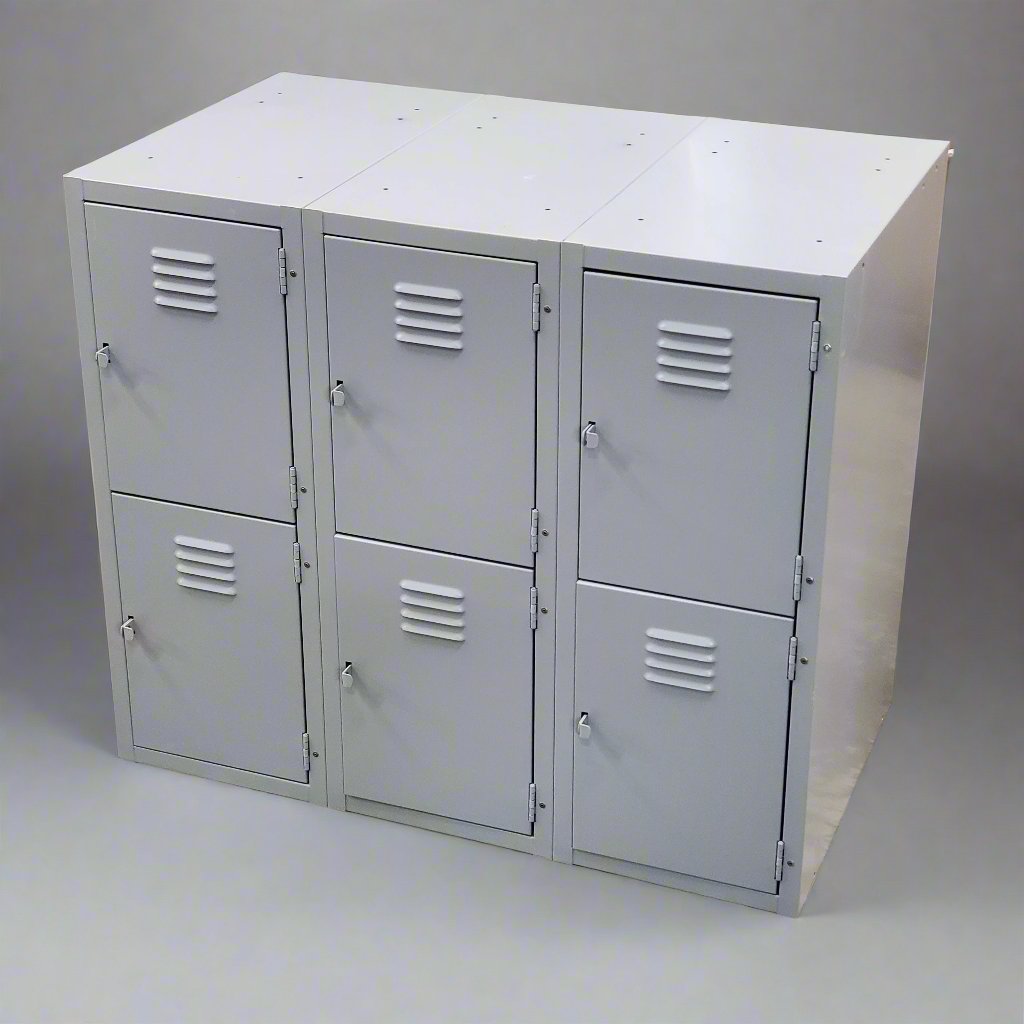 ZA@ DIVERSIFIED WOODCRAFTS Forum Locker Base 6 Compartment 3 Tier 2 Row Grey 31" H x 36" W x 21" D LB-6 (Damaged)