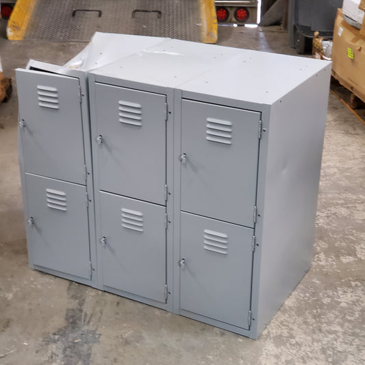 ZA@ DIVERSIFIED WOODCRAFTS Forum Locker Base 6 Compartment 3 Tier 2 Row Grey 31" H x 36" W x 21" D LB-6 (Damaged)