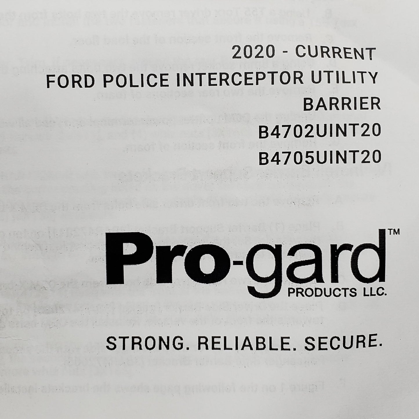 PRO-GARD INDUSTRIES Pro-Cell (2) Barrier & (2) Wing Kit P1000 for Ford interceptor 2020-Current P1000UINT20AOSB (New Other)