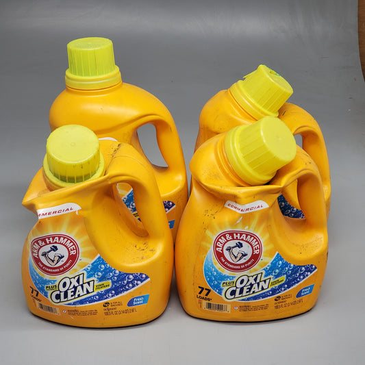 ZA@ ARM & HAMMER (4 PACK, 100.5 oz Each) OXI CLEAN Fresh Scent Laundry Detergent (Damaged Bottles)