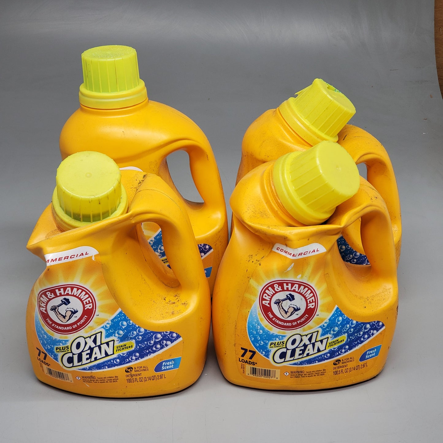 ZA@ ARM & HAMMER (4 PACK, 100.5 oz Each) OXI CLEAN Fresh Scent Laundry Detergent (Damaged Bottles) C