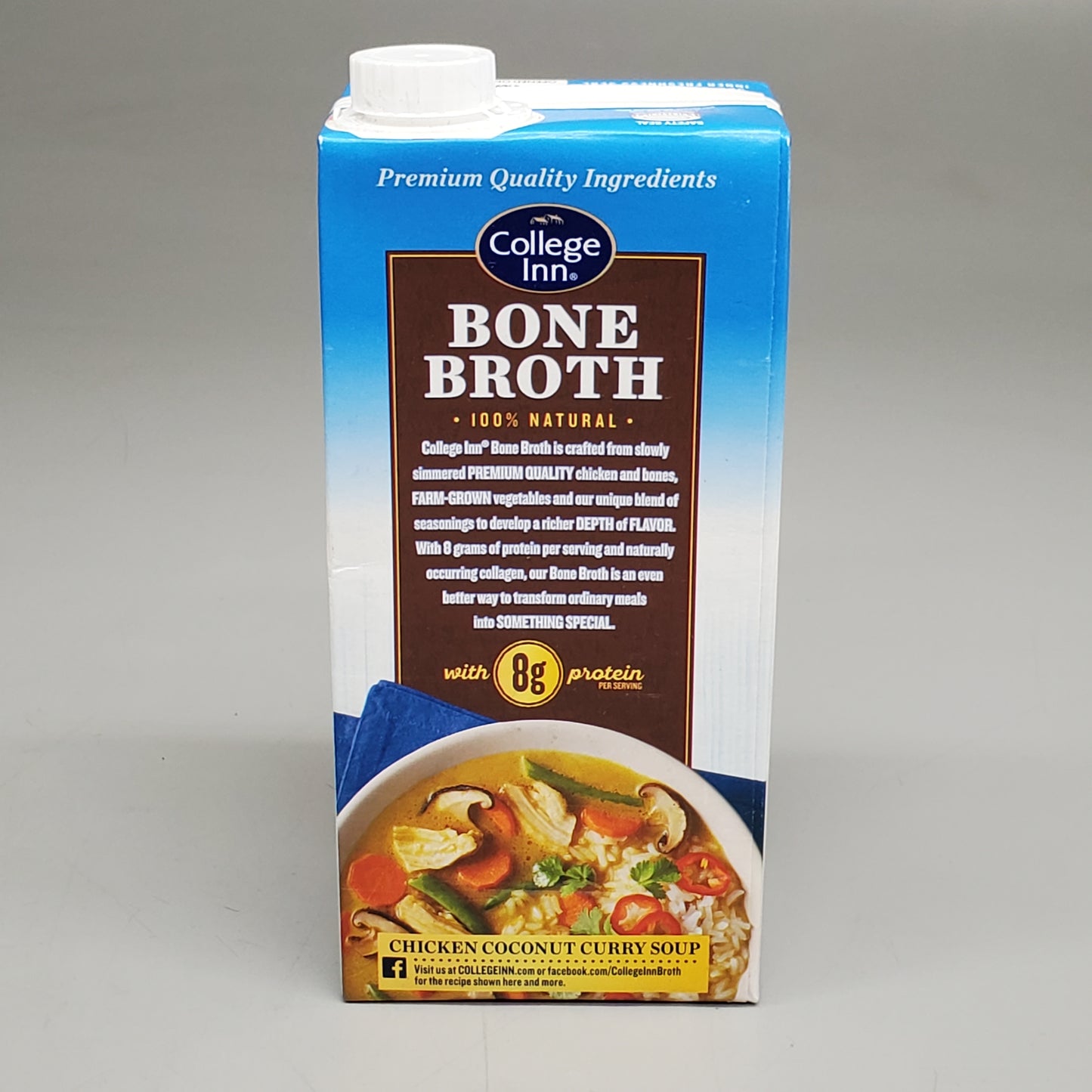 COLLEGE INN (12 Pack) Chicken Bone Broth Reduced Sodium 32 OZ 25080 BB: 12/25