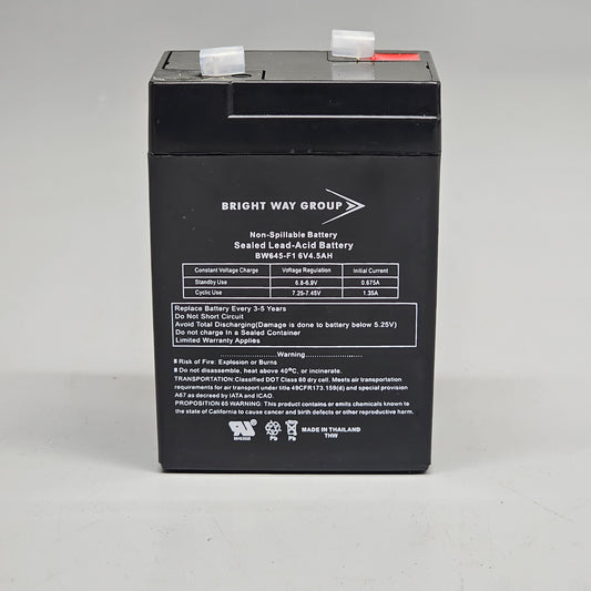 Bright Way Group Non-Spillable Battery 6V 4.5AH BW645-F1