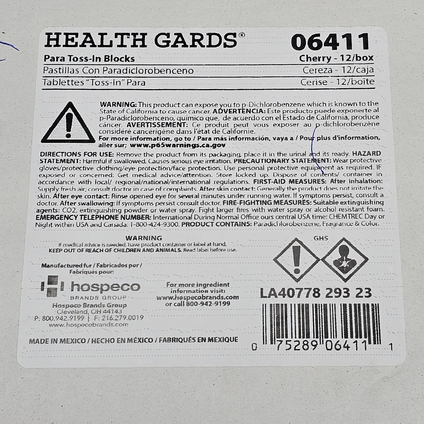 HEALTH GARD (24 PACK) Cherry Scent Urinal Blocks 06411