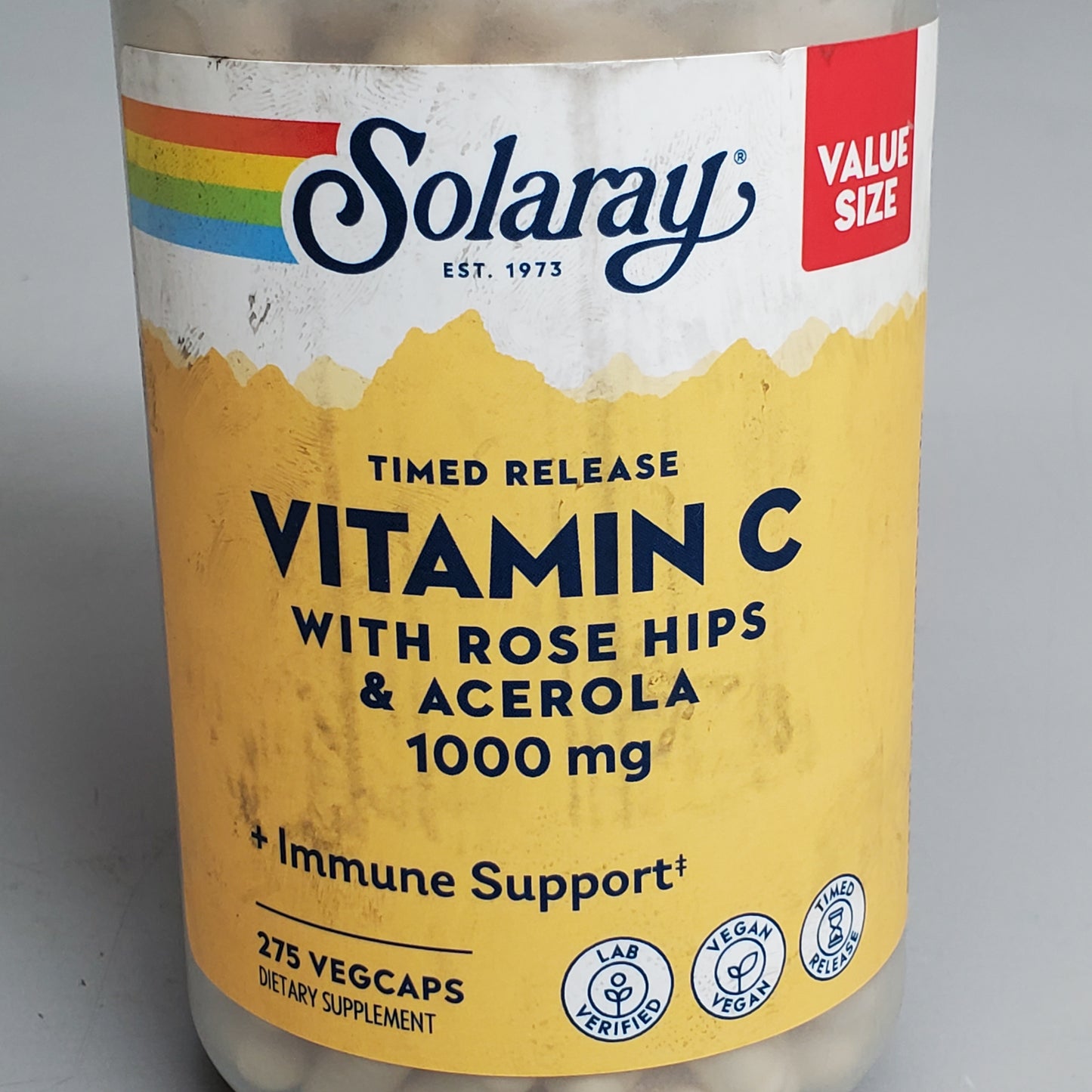 SOLARAY (5 Pack) Timed Release Vitamin C W/ Rose Hips & Acerola 275 Caps 1000 mg BB07/27 (Smashed Bottles)