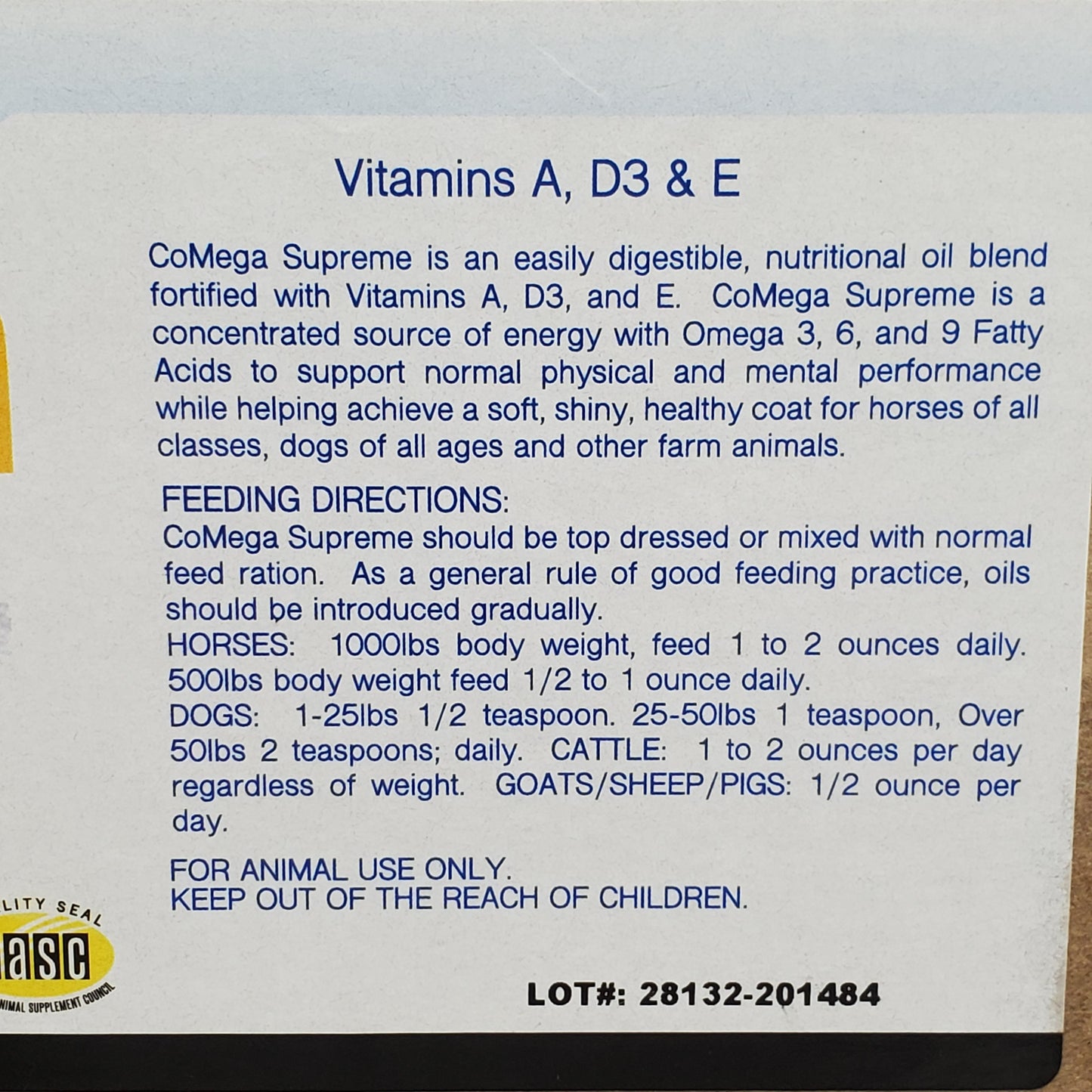 ANIMED (4 Pack) GoMega Supreme 1 Gallon Balanced Essential Fatty Acid Coat Supplement for Horses Omega 3, 6 & 9