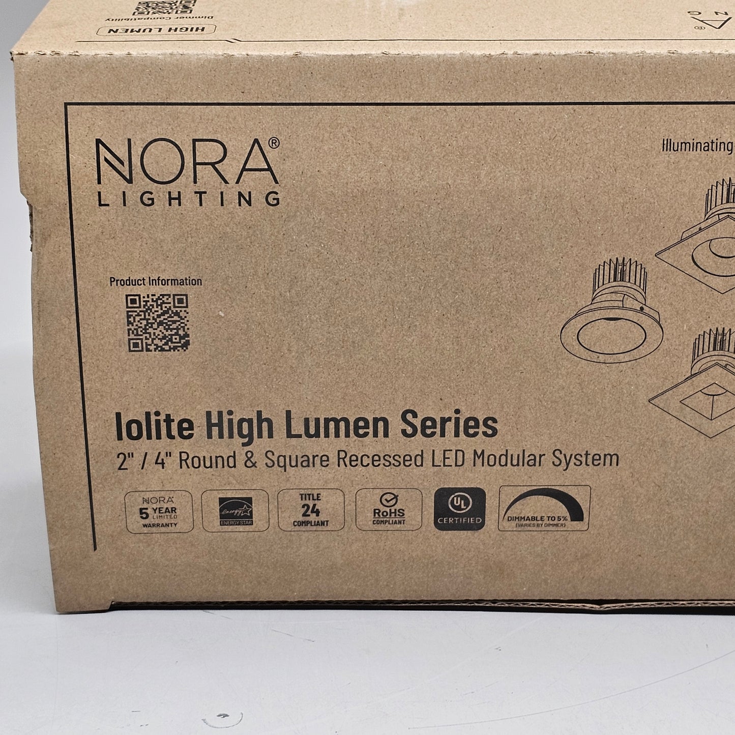 NORA LIGHTING Lolite 4" LED Square Recessed Trim 1000 Lumens