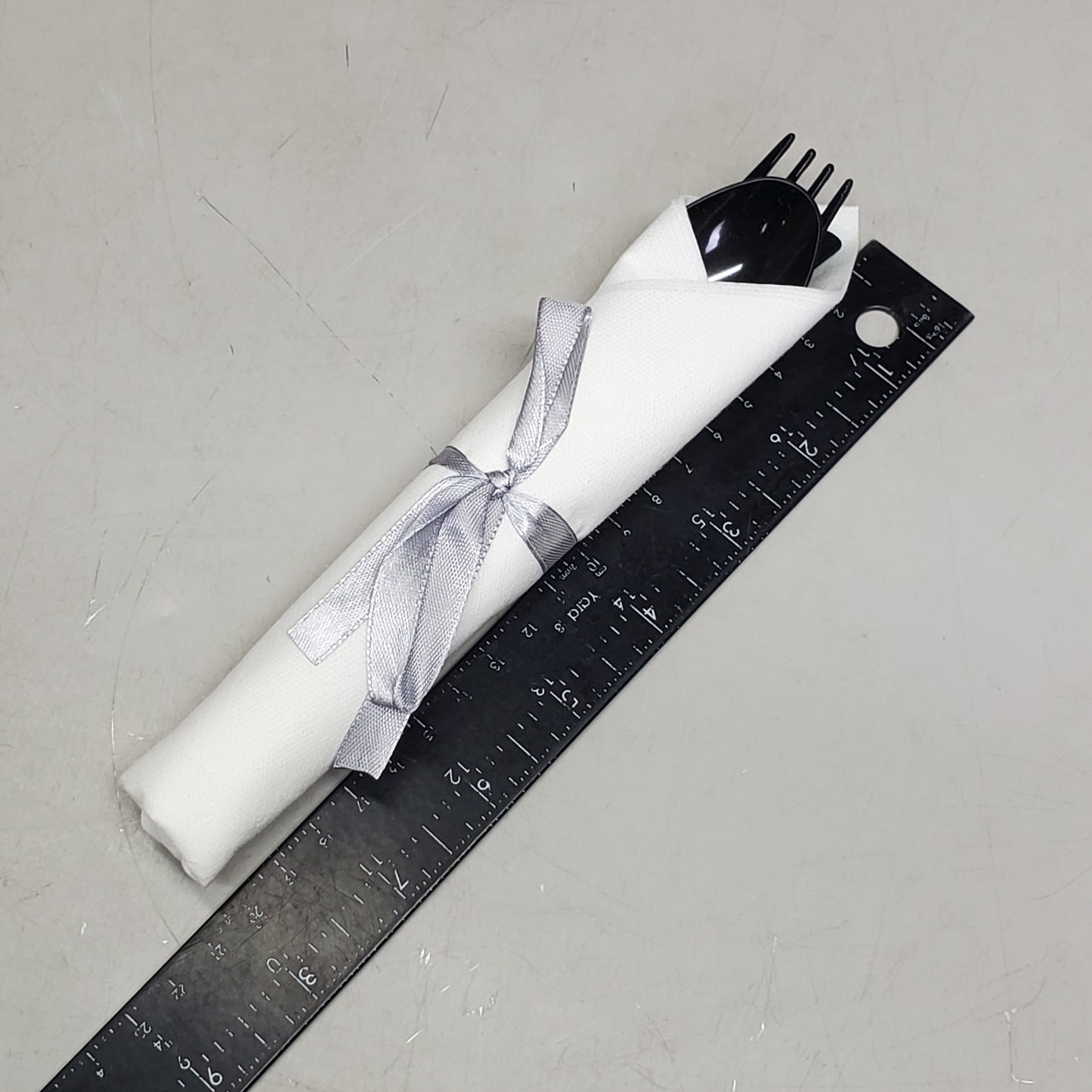 RESTAURANTWARE (100 Sets) Argento Black Plastic Cutlery Sets W/ Napkin 7.25" RWP0107LBW