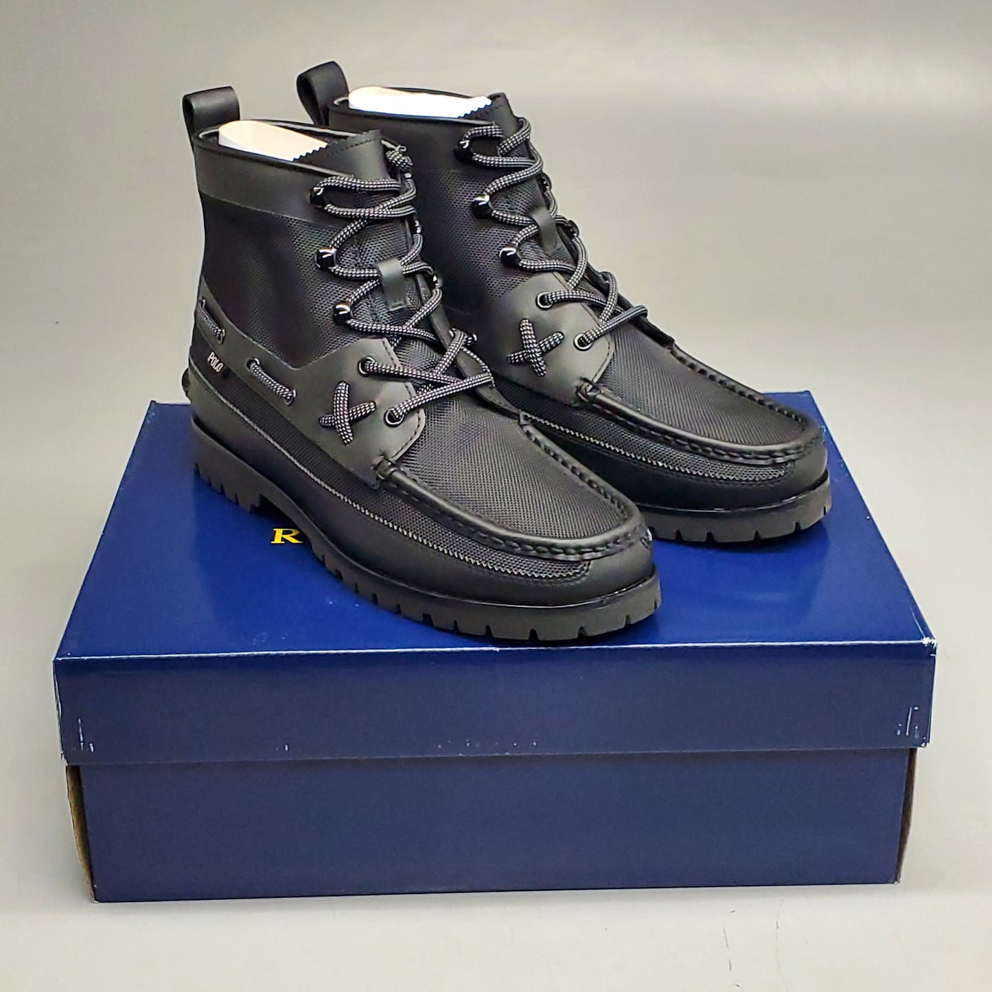 POLO RALPH LAUREN Ranger Mid Boot Leather Ballistic Nylon Men's SZ 9 D Black MID-BO-TAL