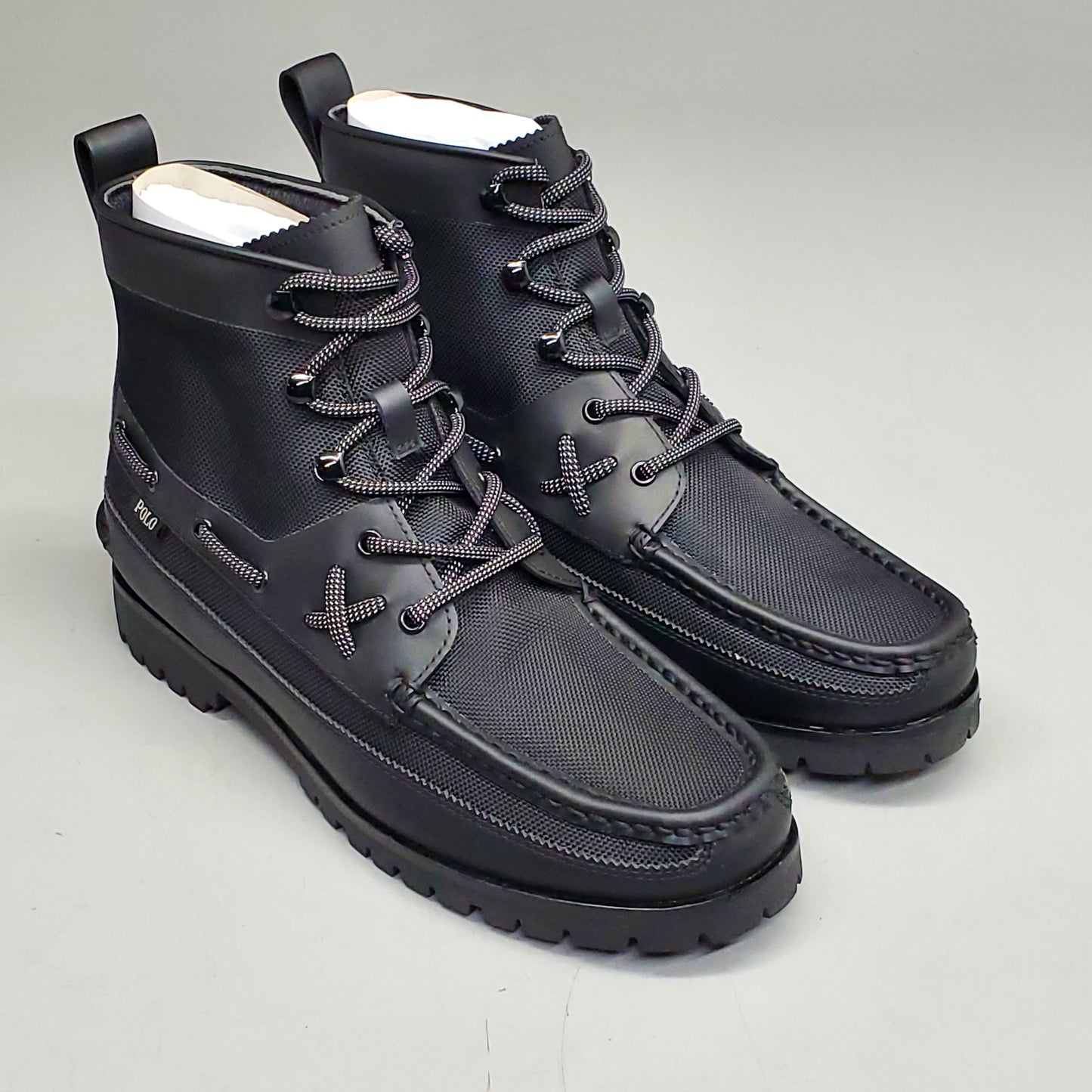 POLO RALPH LAUREN Ranger Mid Boot Leather Ballistic Nylon Men's SZ 9 D Black MID-BO-TAL