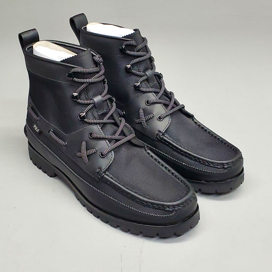 POLO RALPH LAUREN Ranger Mid Boot Leather Ballistic Nylon Men's SZ 9 D Black MID-BO-TAL