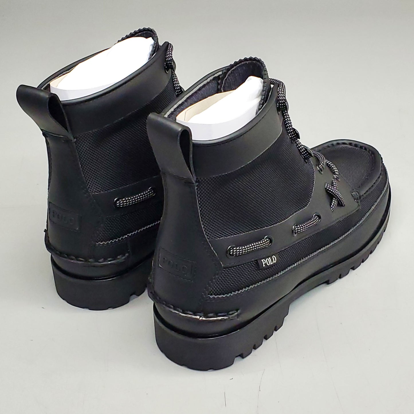 POLO RALPH LAUREN Ranger Mid Boot Leather Ballistic Nylon Men's SZ 9 D Black MID-BO-TAL