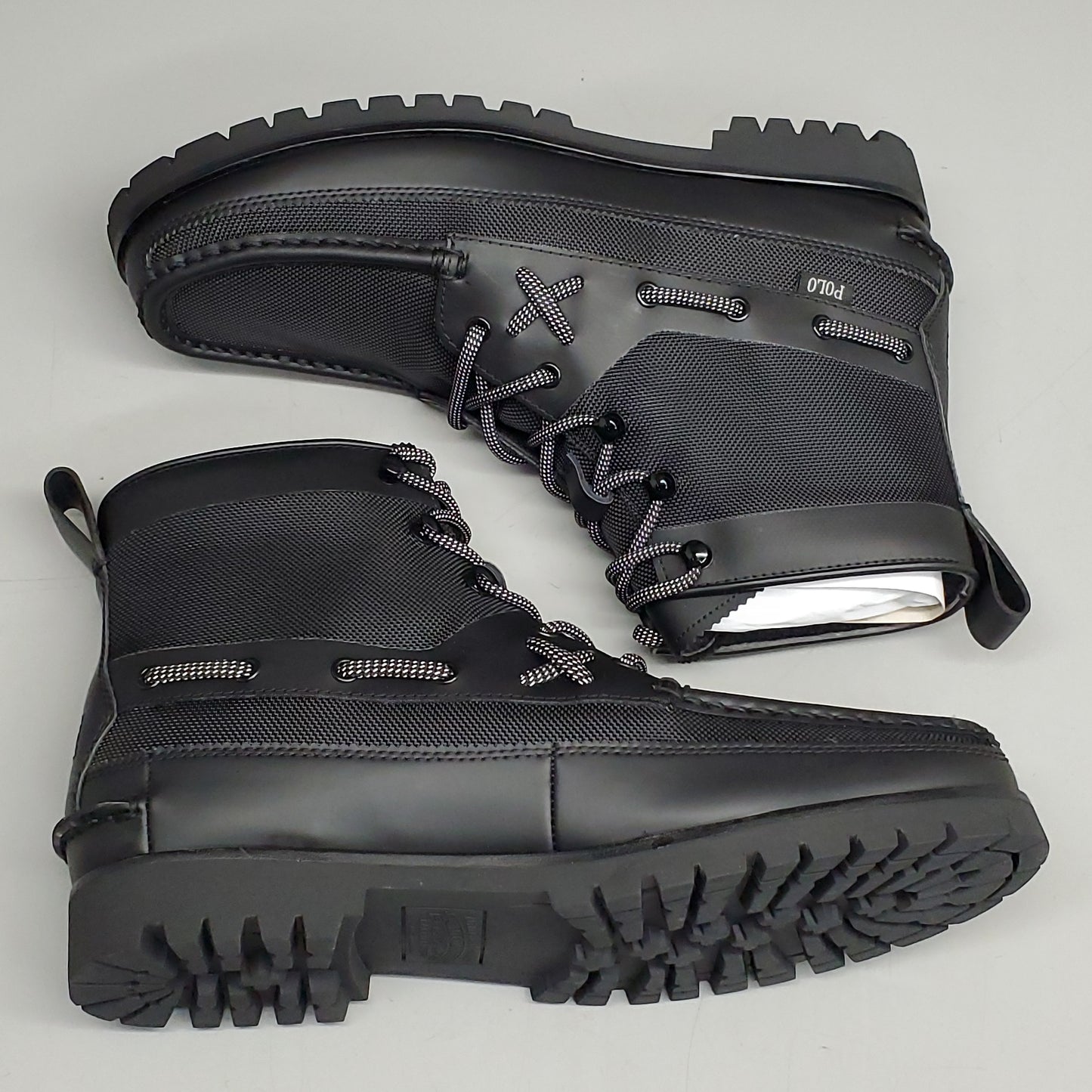 POLO RALPH LAUREN Ranger Mid Boot Leather Ballistic Nylon Men's SZ 9 D Black MID-BO-TAL