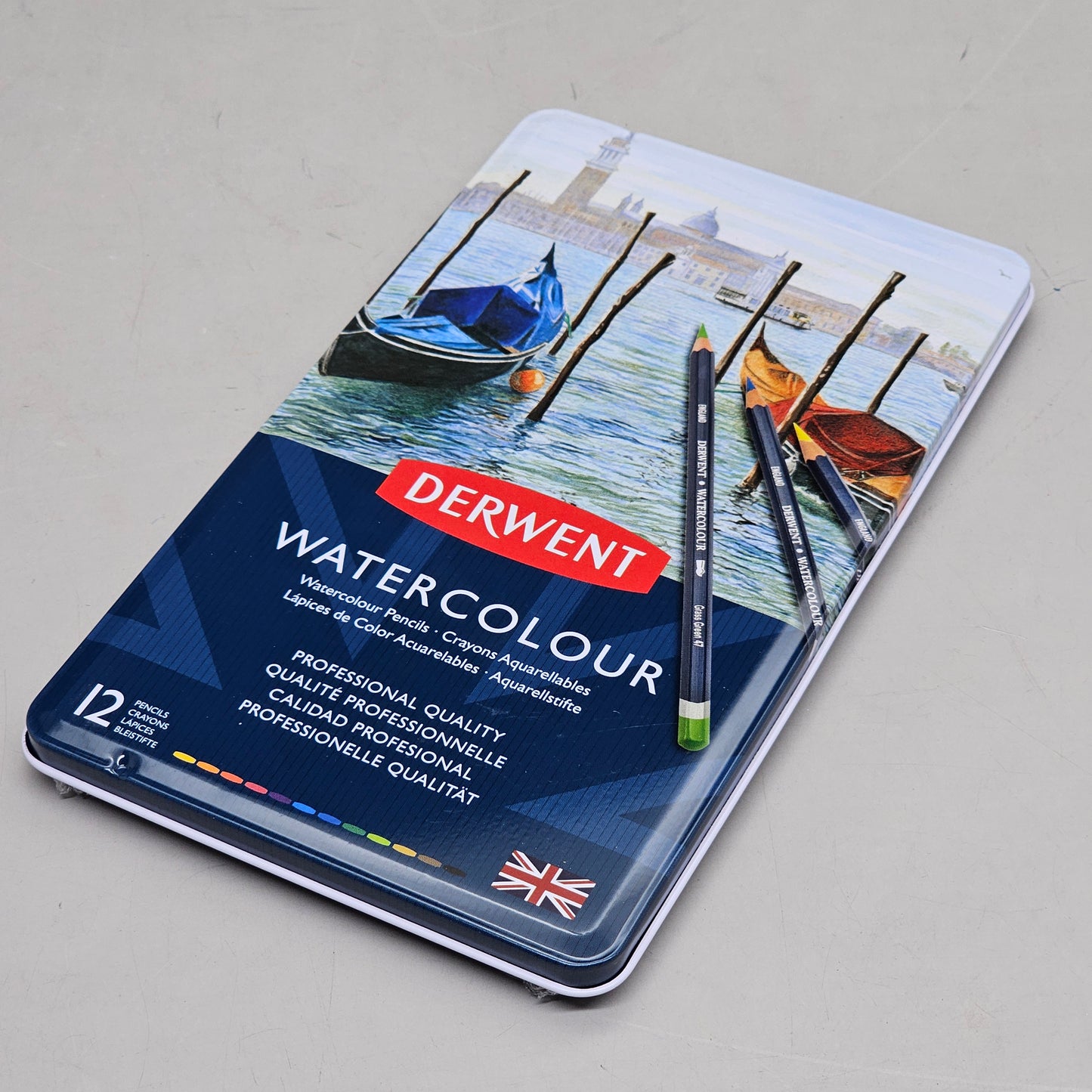 DERWENT (12 PACK) Watercolour Pencils Metal Tin Water Soluble Color Layer 3288I