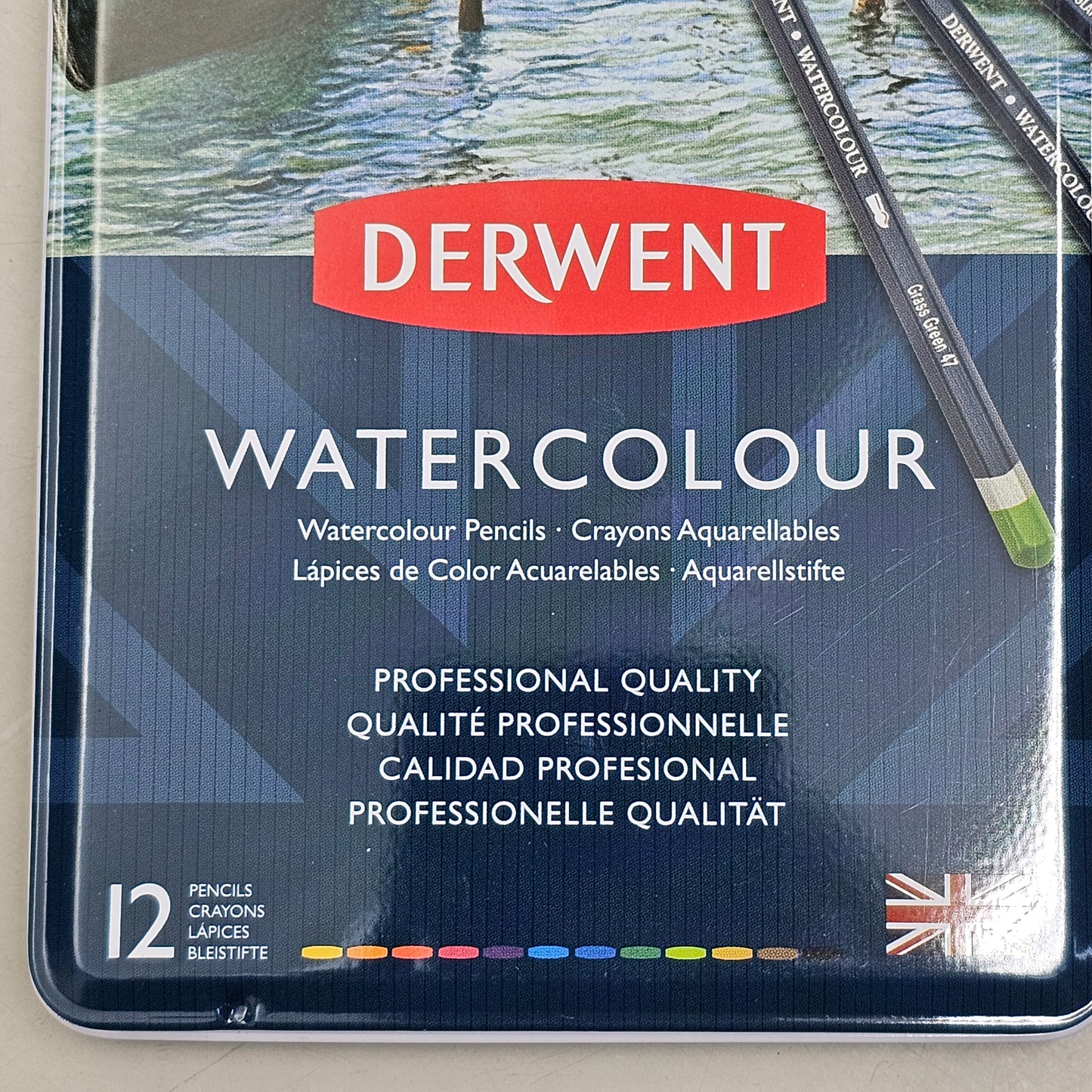 DERWENT (12 PACK) Watercolour Pencils Metal Tin Water Soluble Color Layer 3288I