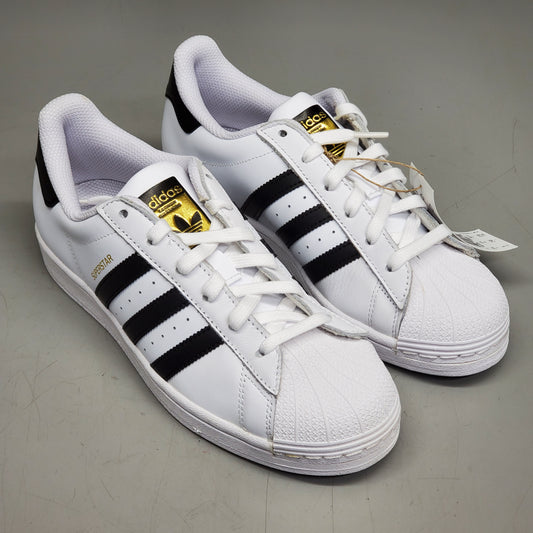 ZA@ ADIDAS Superstar J Shell Toe Low Top Sneakers Youth Sz 5 White/Black FU7712 (New Distressed Box)