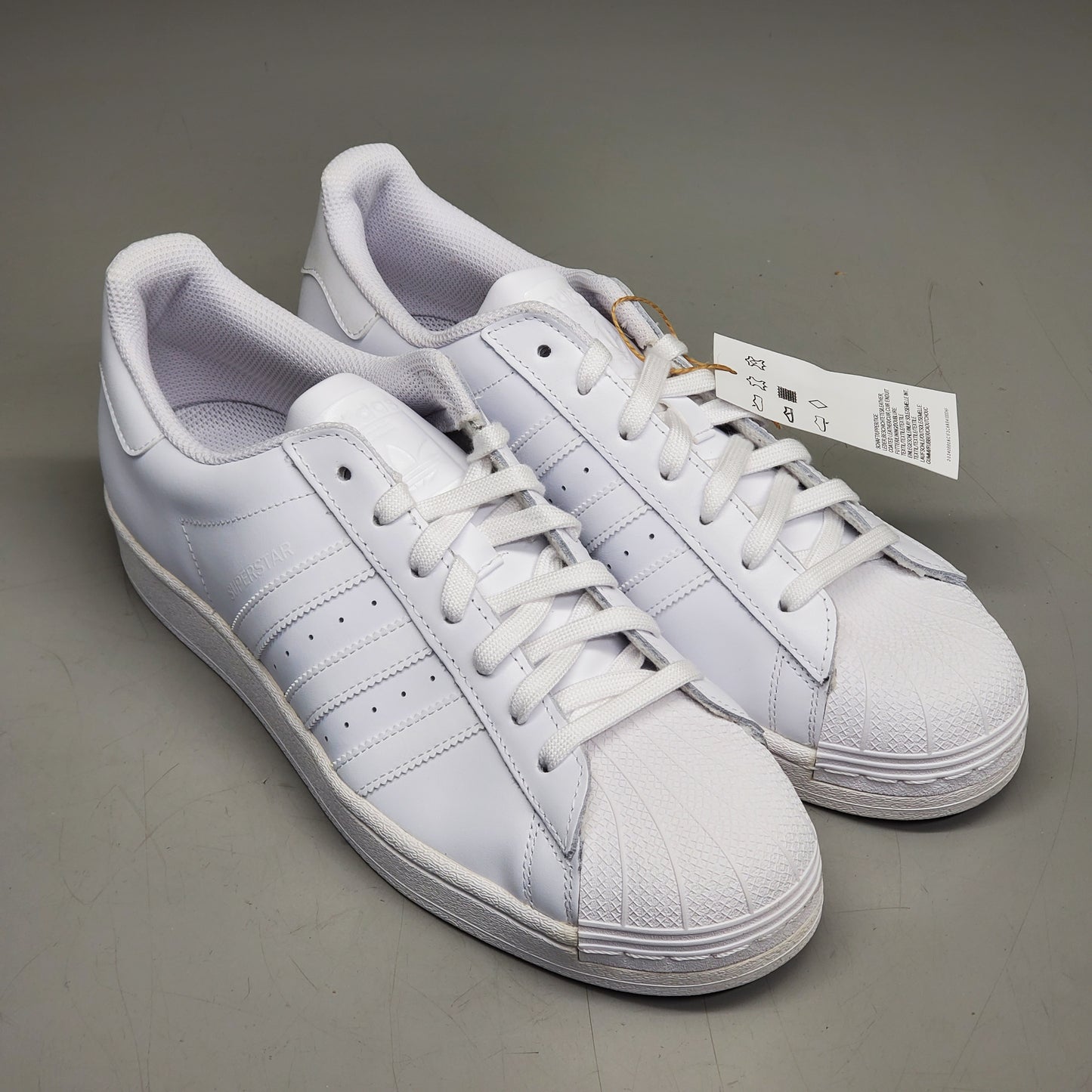 ZA@ ADIDAS Superstar Shell Toe Low Top Sneakers Men's Sz 10.5 White EG4960 (Distressed Box)