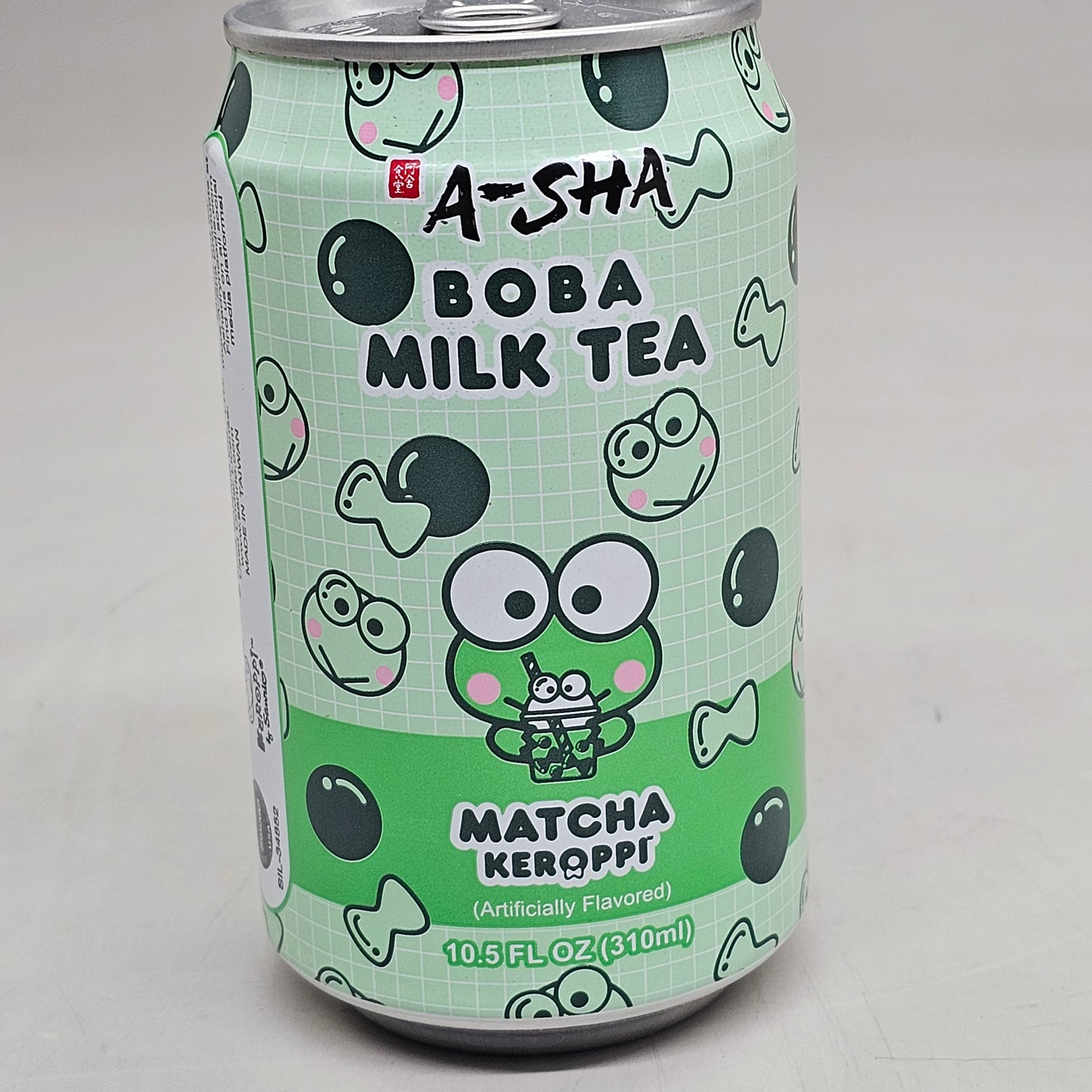 A-SHA (12 PACK) Keroppi Matcha Boba Milk Tea Beverage 10.5oz BB 01/26