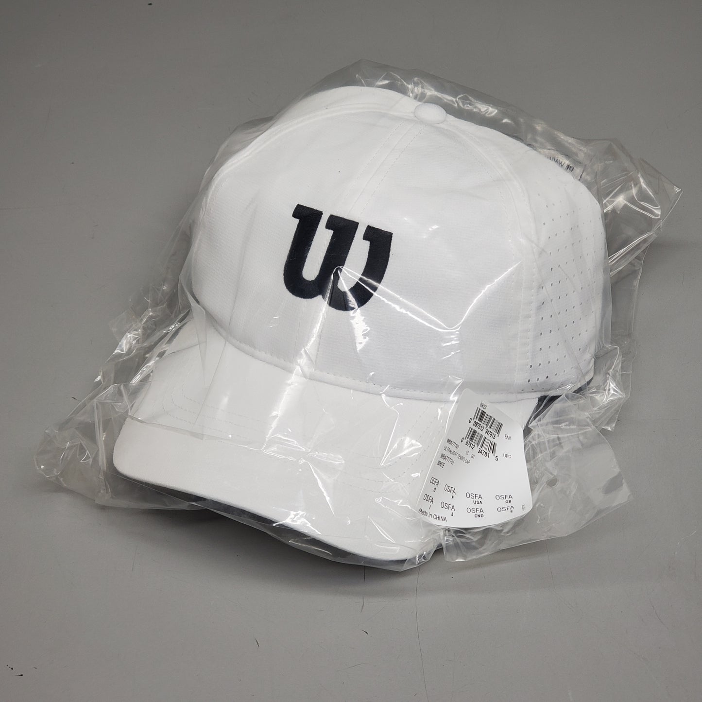 WILSON Logo Tennis Cap Adjustable Fit Ultralight Men's White WRA777101