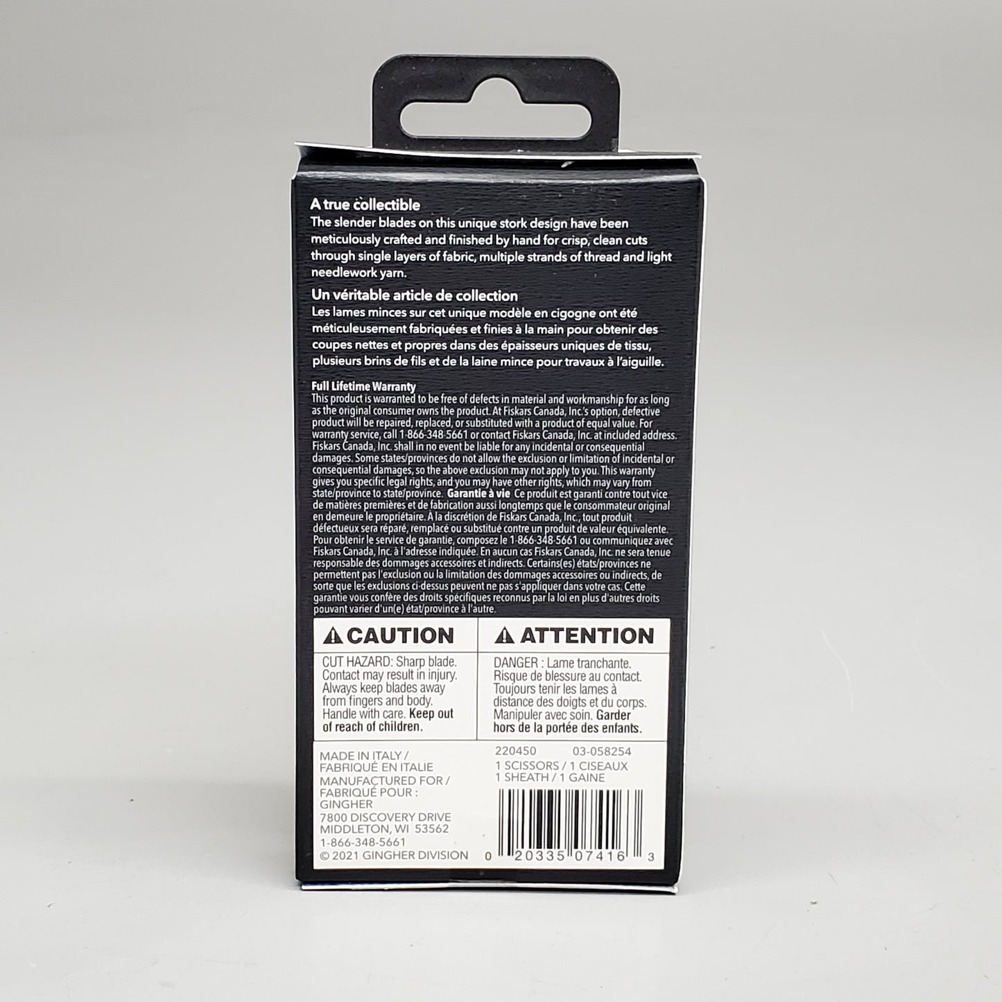 GINGHER Stark Embroidery Scissors 3.5" Chrome 220450 03-058254