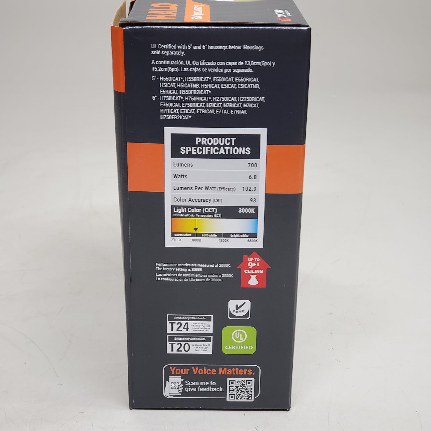 HALO Recessed-RL Baffle Downlight Bulb & Trim Replacement 5"/6" 700 Lumen White rl56069fsd2w1ewh