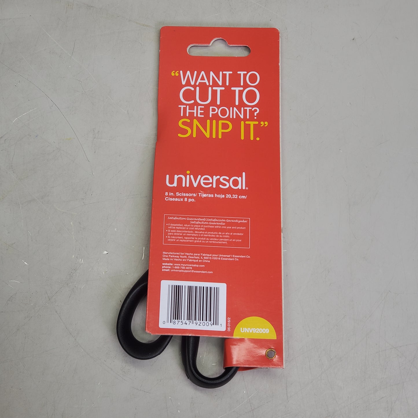UNIVERSAL (12 Pack) Straight Stainless Steel Scissors 8" Black UNV92009