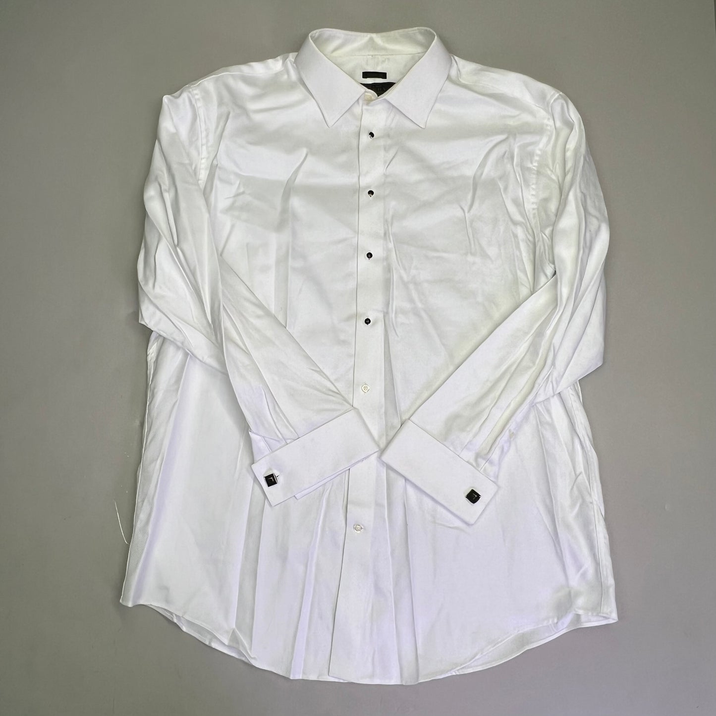 JOS A BANK Tailored Fit Button Up Suit Set  17 1/2-84 Black & White