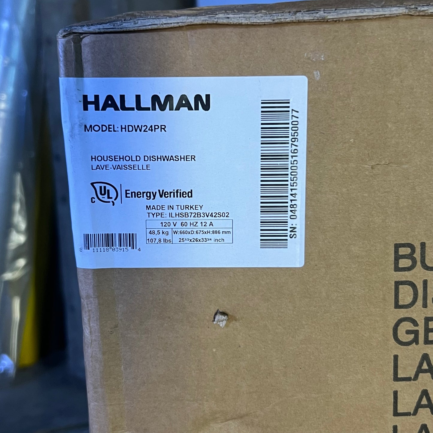HALLMAN 24-in Top Control Built-in Dishwasher with Third Rack 24" White HDW24PW